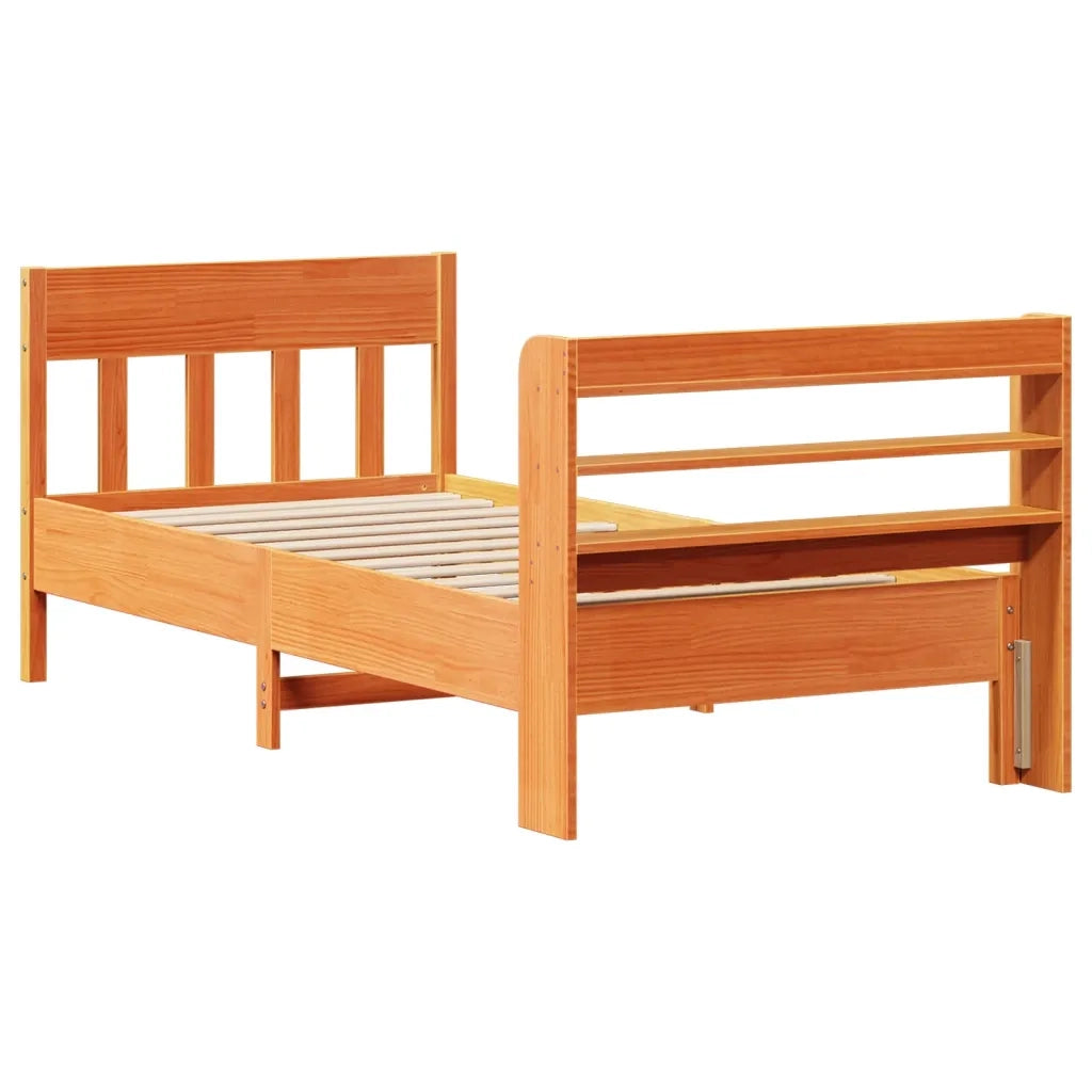 Letto senza Materasso Marrone Cera 75x190 cm in Legno di Pino