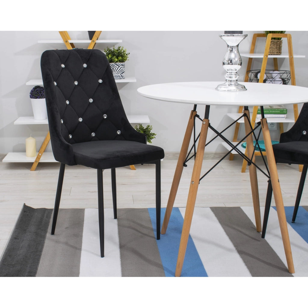 Sedia Amore in velluto nero con cristalli decorativi