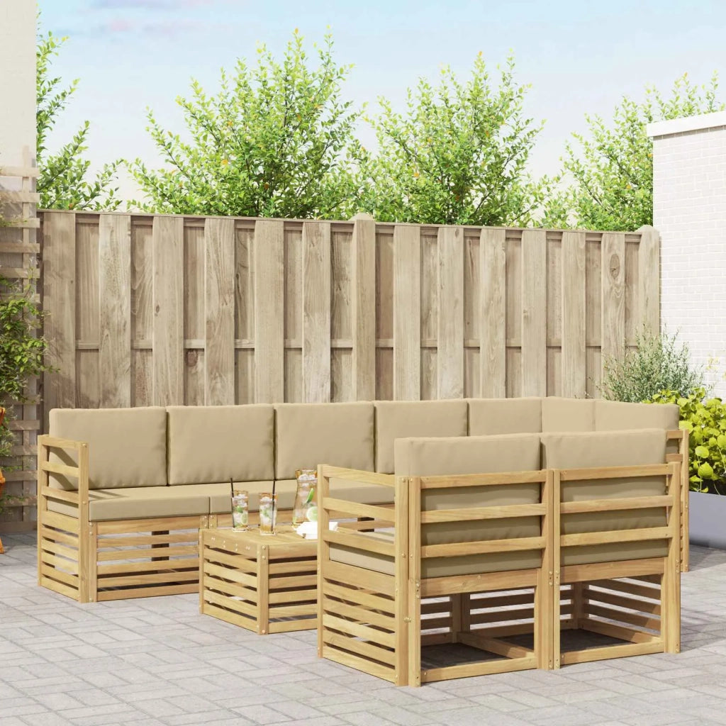 Set di divani da esterno 9 pcs Bianco e Beige 59 x 59 x 37 cm 3392058