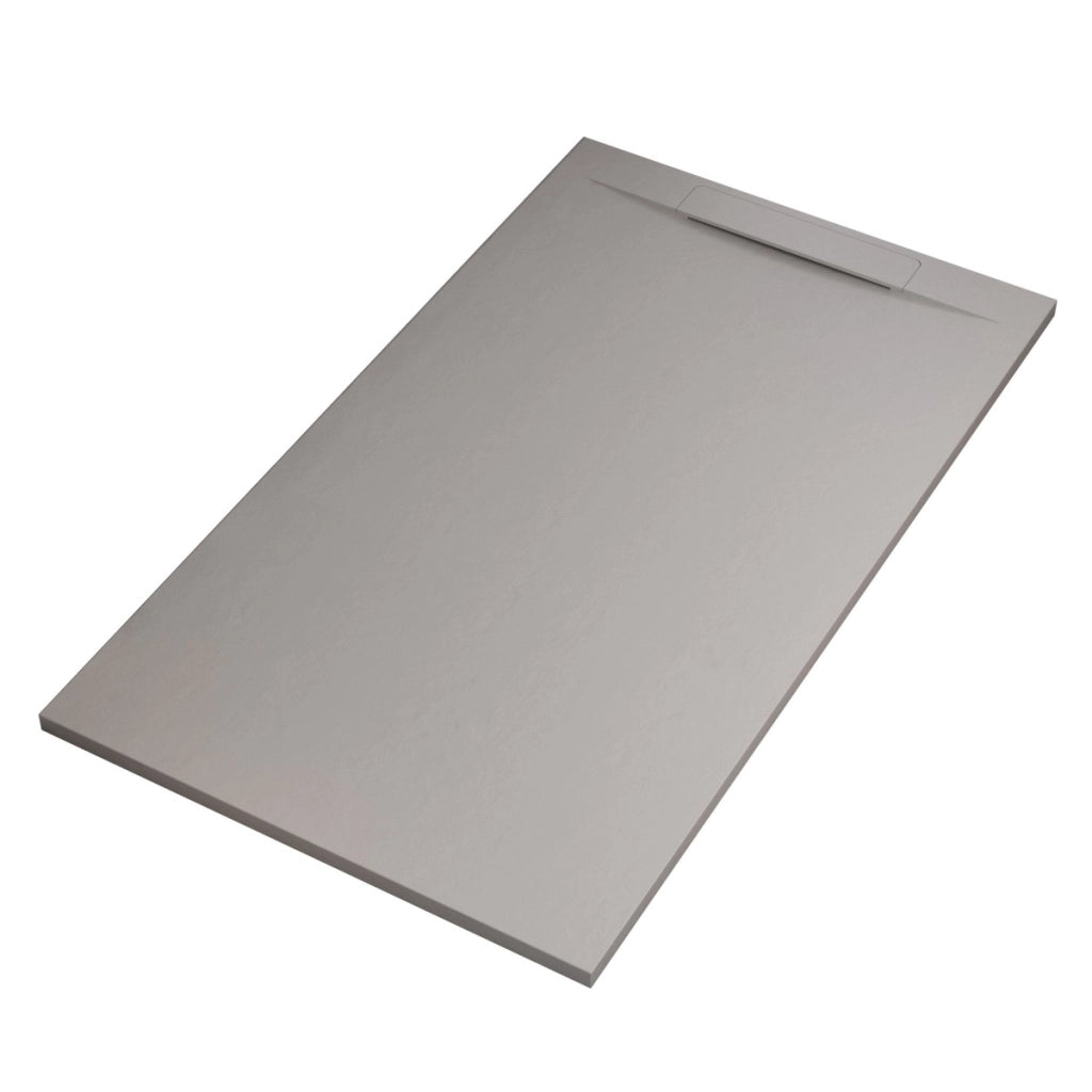 Piatto doccia in marmoresina grigio chiaro effetto pietra cemento vincent, misura 80x120