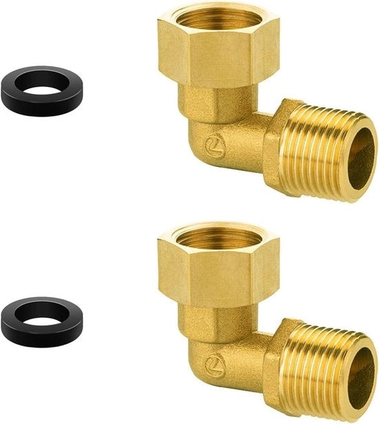 Accessorio di accoppiamento in rame mobile 1/2 pollice con angolo di 90 gradi - Incluso vite a giro completo di 360 gradi - Per irrigazione di giardino.