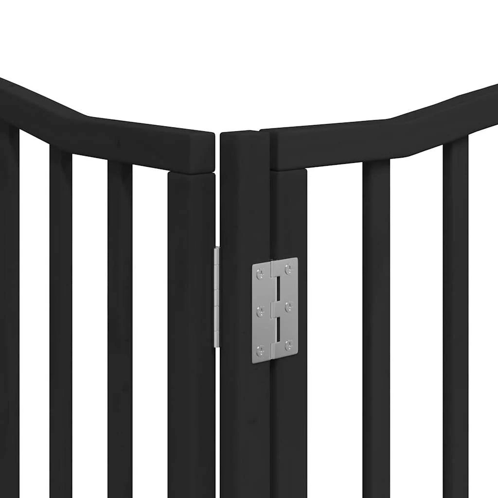 Cancelletto di sicurezza per animali domestici porta pieghevole 6 pannelli legno di pioppo nero 02_0023225