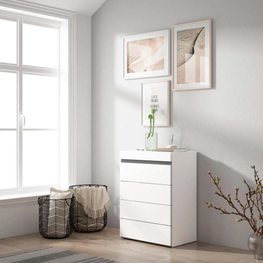 Cassettiera, 57x35x75cm, Camera da letto, Con Stoccaggio, Bianco e nero RF3420