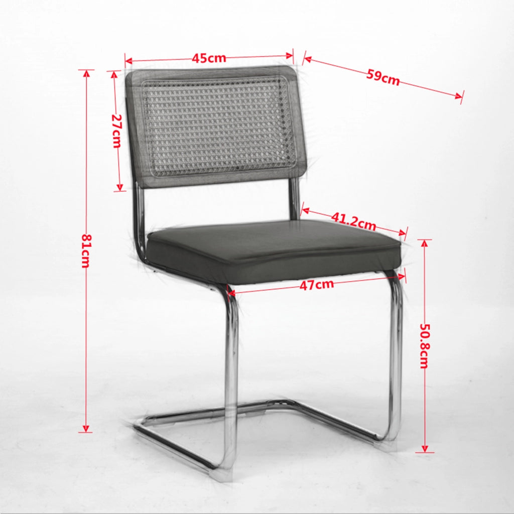 Set 2 Sedie da Pranzo in Velluto con Schienale in Rattan ¨C Xylo ¨C Verde, Gambe Cromate