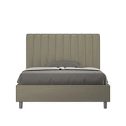 Letto matrimoniale francese con rete imbottito 140x190 similpelle cappuccino Agueda