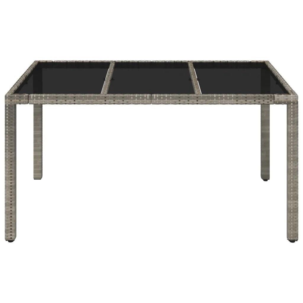 Tavolo da Giardino | Tavolino da esterno Piano in Vetro Grigio 150x90x75cm Polyrattan