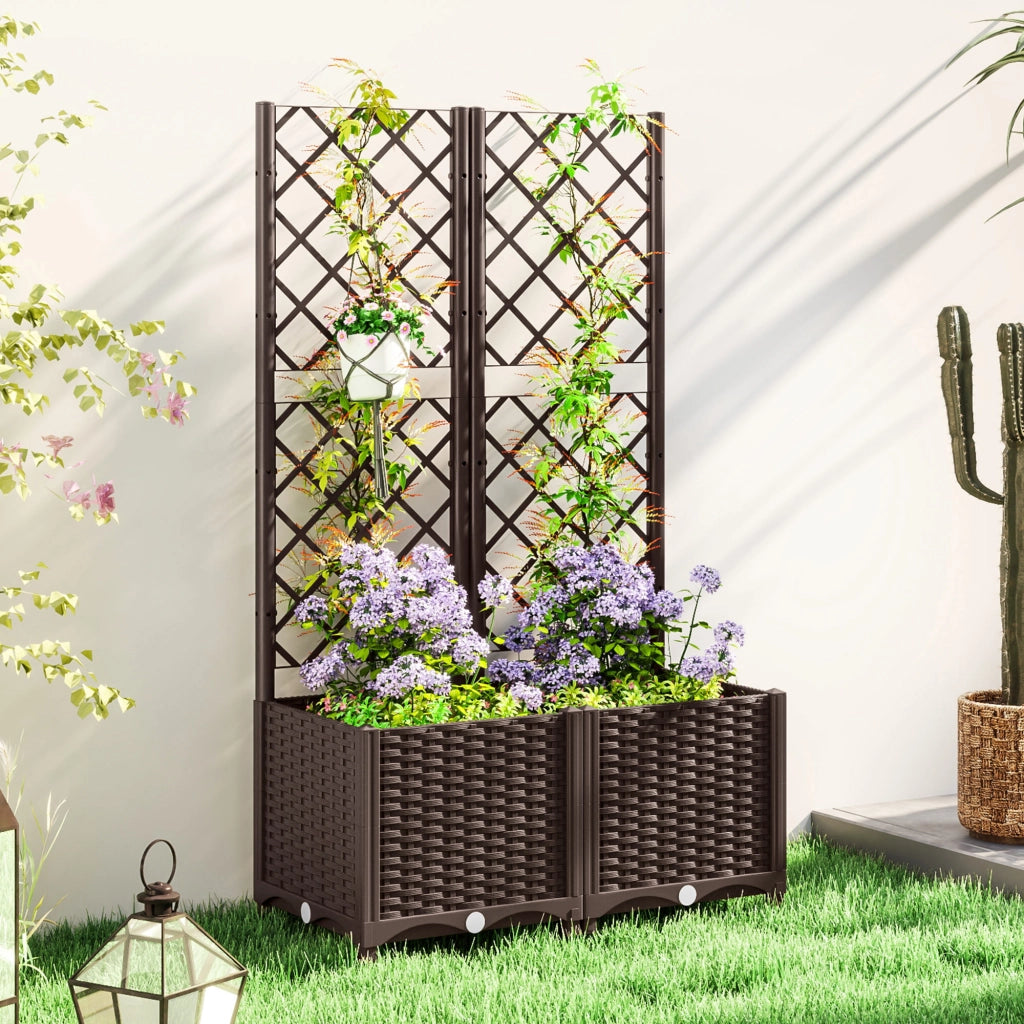 Fioriera con traliccio in legno da giardino - Xylo - 80x40x135 cm marrone