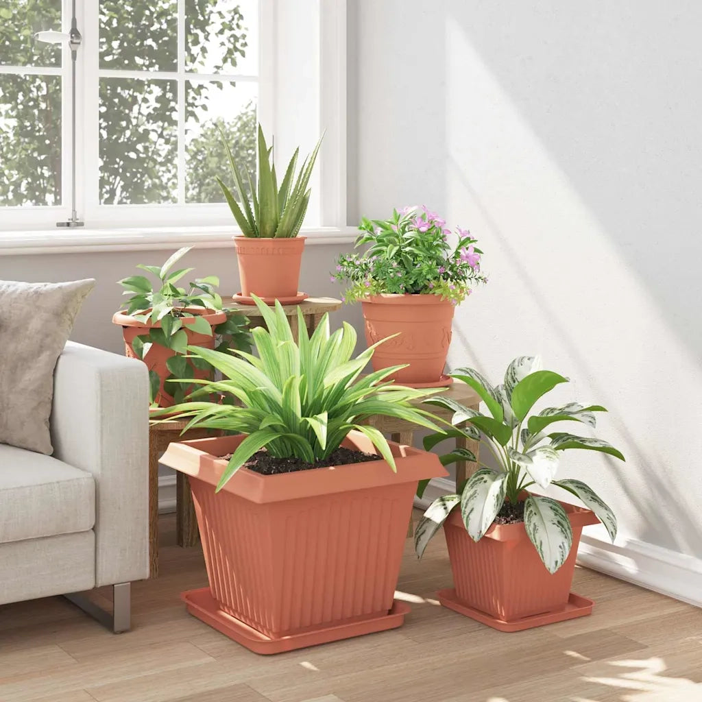 Fioriere | Cassetta per fiori | Vaso quadrato per fiori 24 pz Rosso Mattone 43 x 43 x 33,5 cm