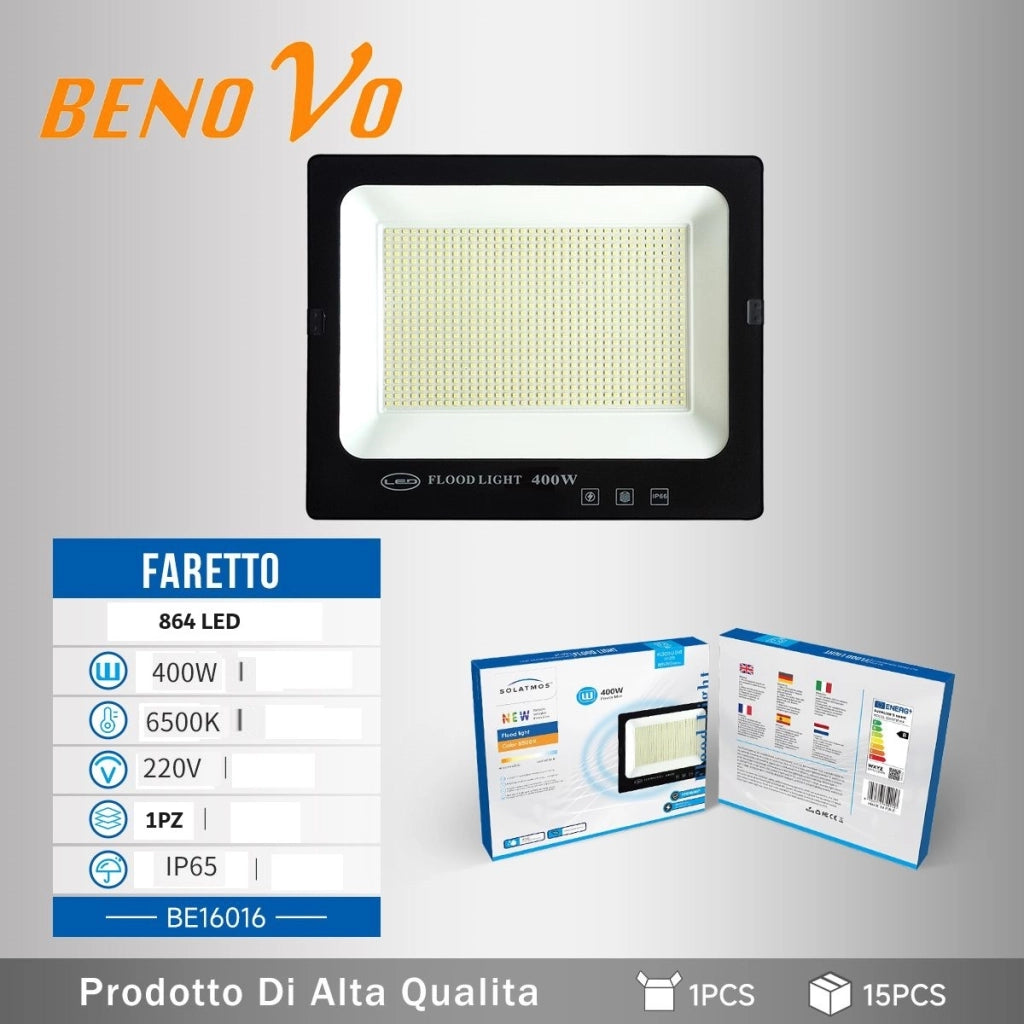 400W Faro Slim smd 864 LED 18000lm Luce Fredda 6400k Esterno IP66 - ZENCOCCO