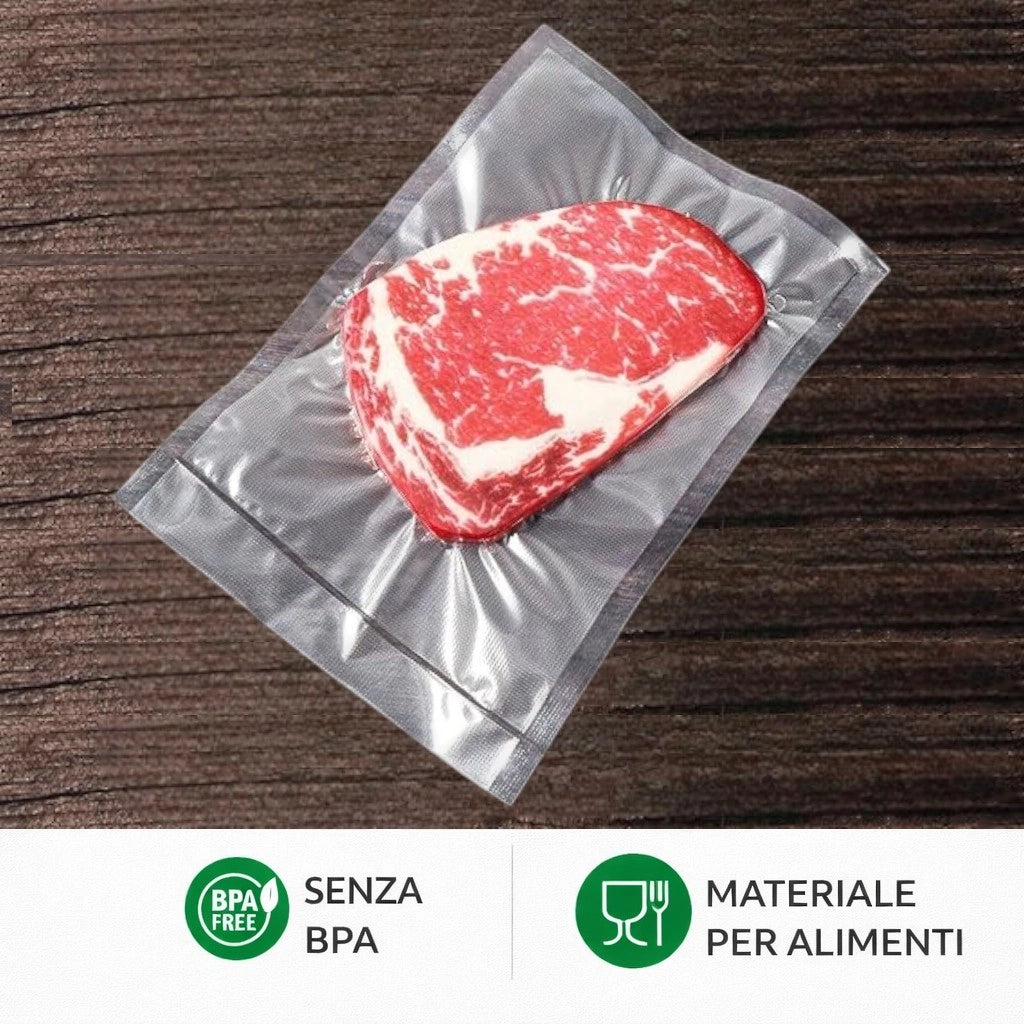 Buste per Sottovuoto Goffrate Alimenti 20x30cm 25 Sacchetti Alimentari BPA 64422