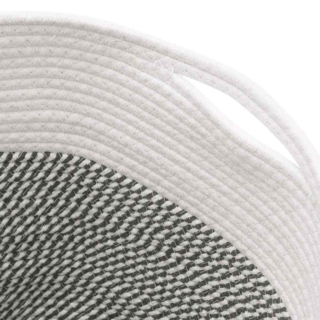Cestino Portaoggetti Grigio e Bianco Ø40x35 cm in Cotone 358466