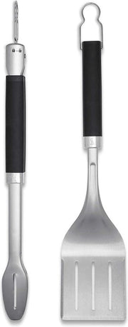 Set di Barbecue in Acciaio Inossidabile | Set di Spiedi e Spatola per Barbecue da Esterno | Accessori di BBQ in Metallo - Argento