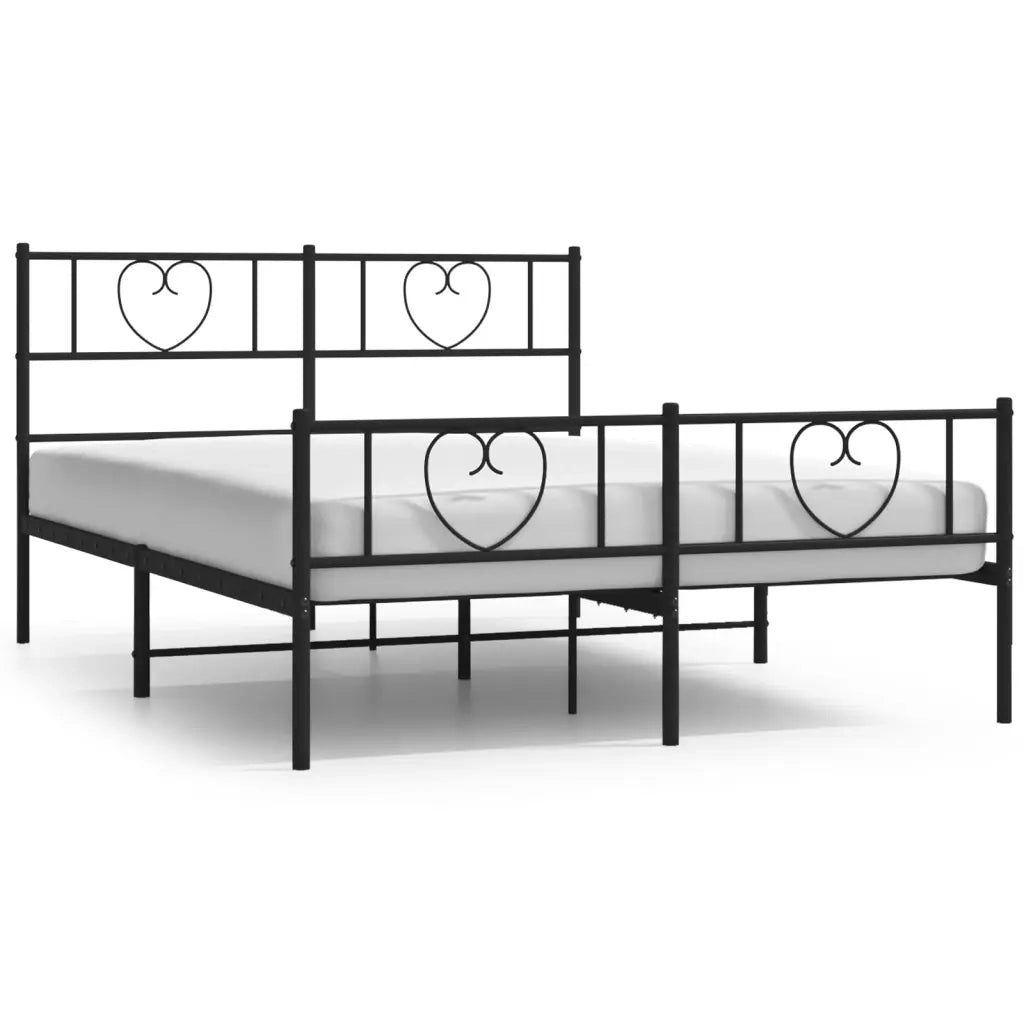 Letto matrimoniale | Letto per adulti | Giroletto senza Materaso con Pediera in Metallo Nero 160x200 cm
