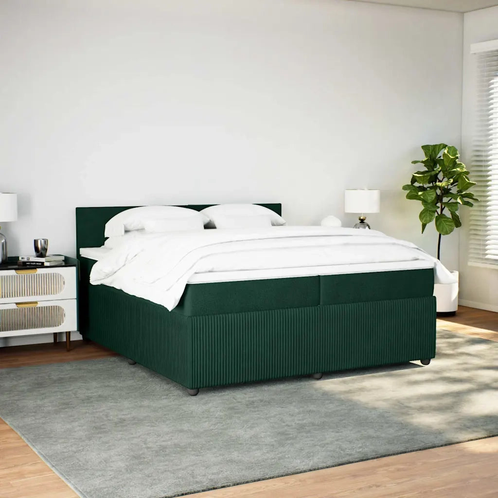Giroletto a Molle con Materasso Verde Scuro 200x200 cm Velluto 3287827