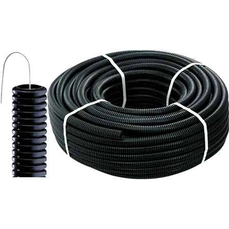 TUBO CORRUGATO CON TIRAFILO NERO Ø 20 mm - rotolo 25 mt - 25 metrilineari