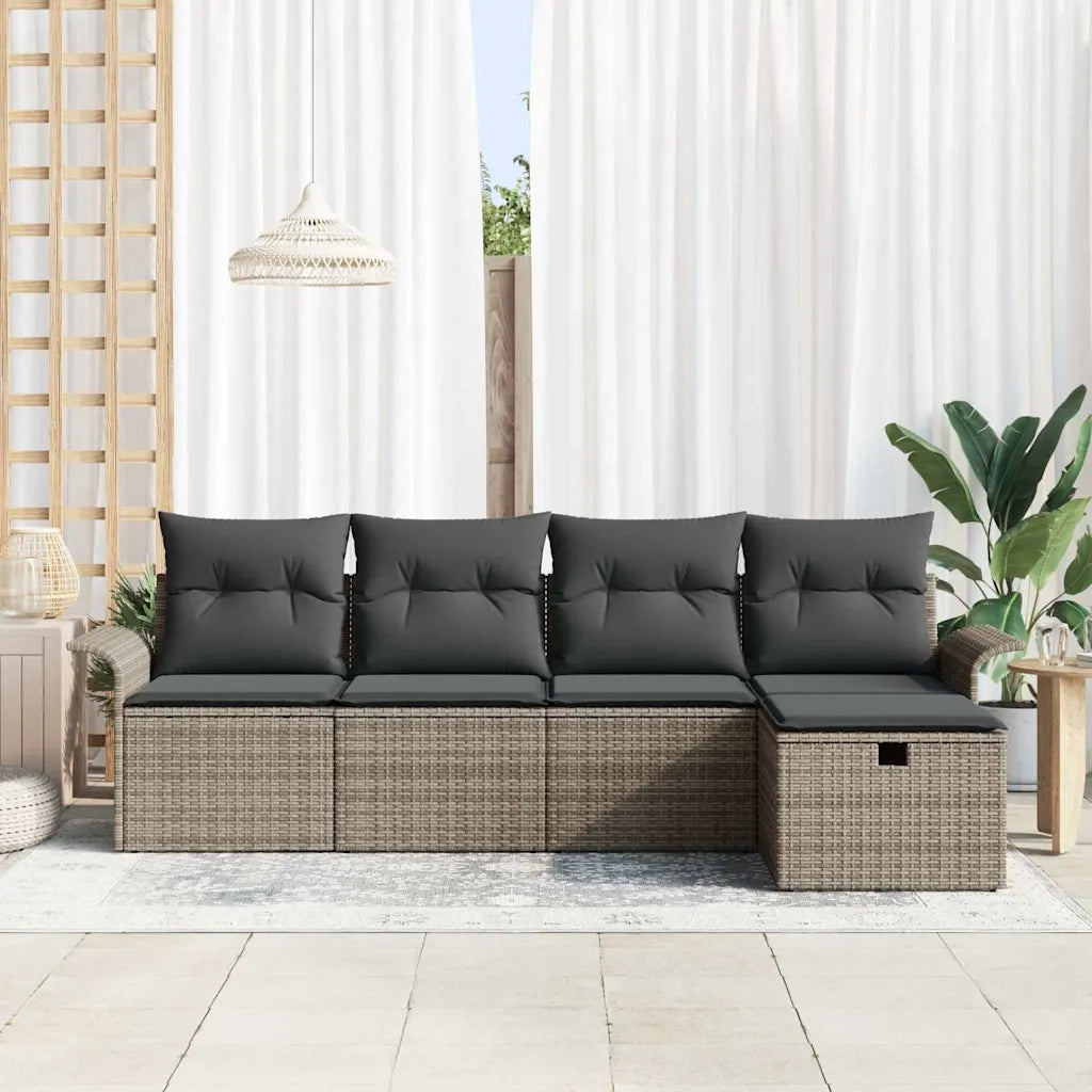 Set Divano da Giardino con cuscino 5 pcs Grigio polyrattan 3358858