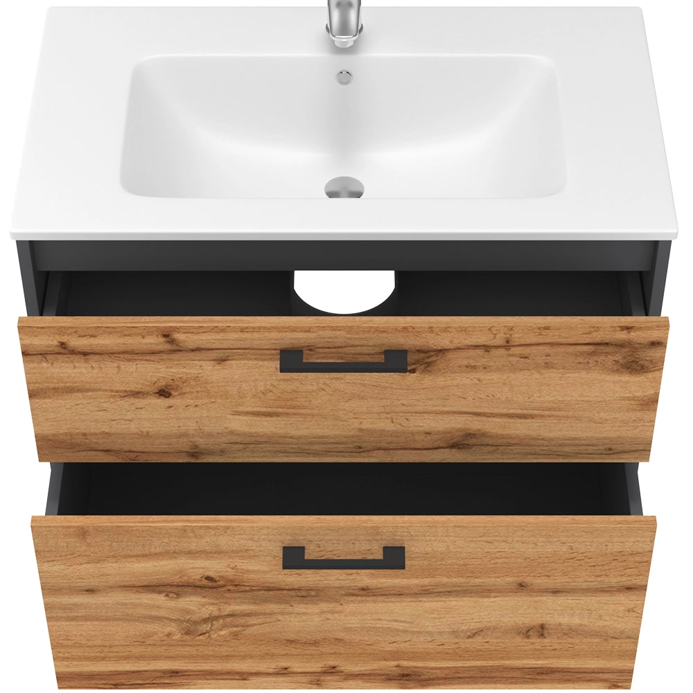 Vicco Set di mobili da bagno Antracite/quercia dorata 80 x 61.5 cm con lavabo