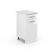 Mobiletto base per cucina Fame-Line Bianco lucido/Bianco 40 cm, PL Marmo Vicco