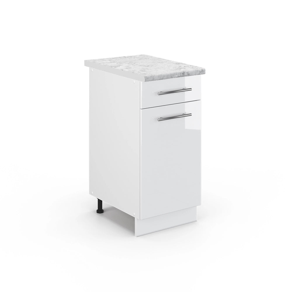 Mobiletto base per cucina Fame-Line Bianco lucido/Bianco 40 cm, PL Marmo Vicco