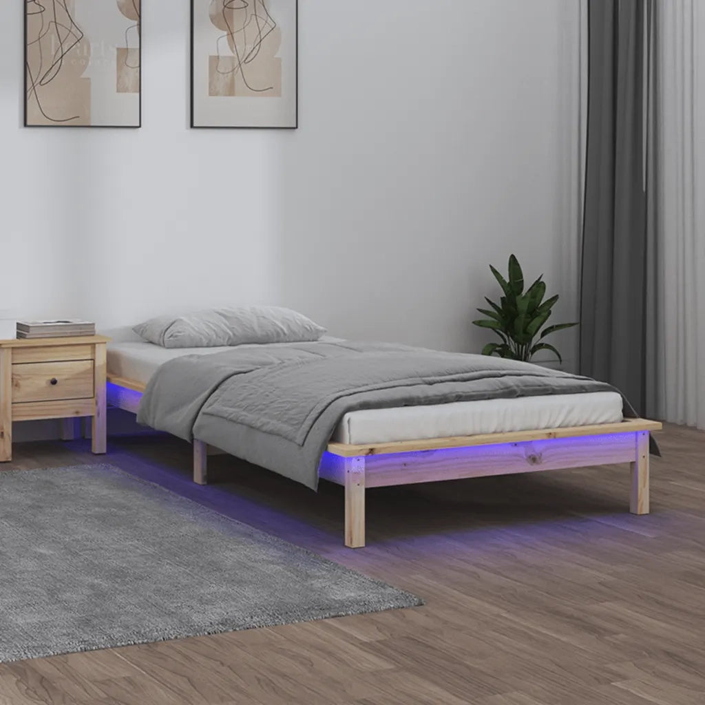 Letto singolo | Letto per adulti | Giroletto con LED 75x190 cm Small Single in Legno Massello