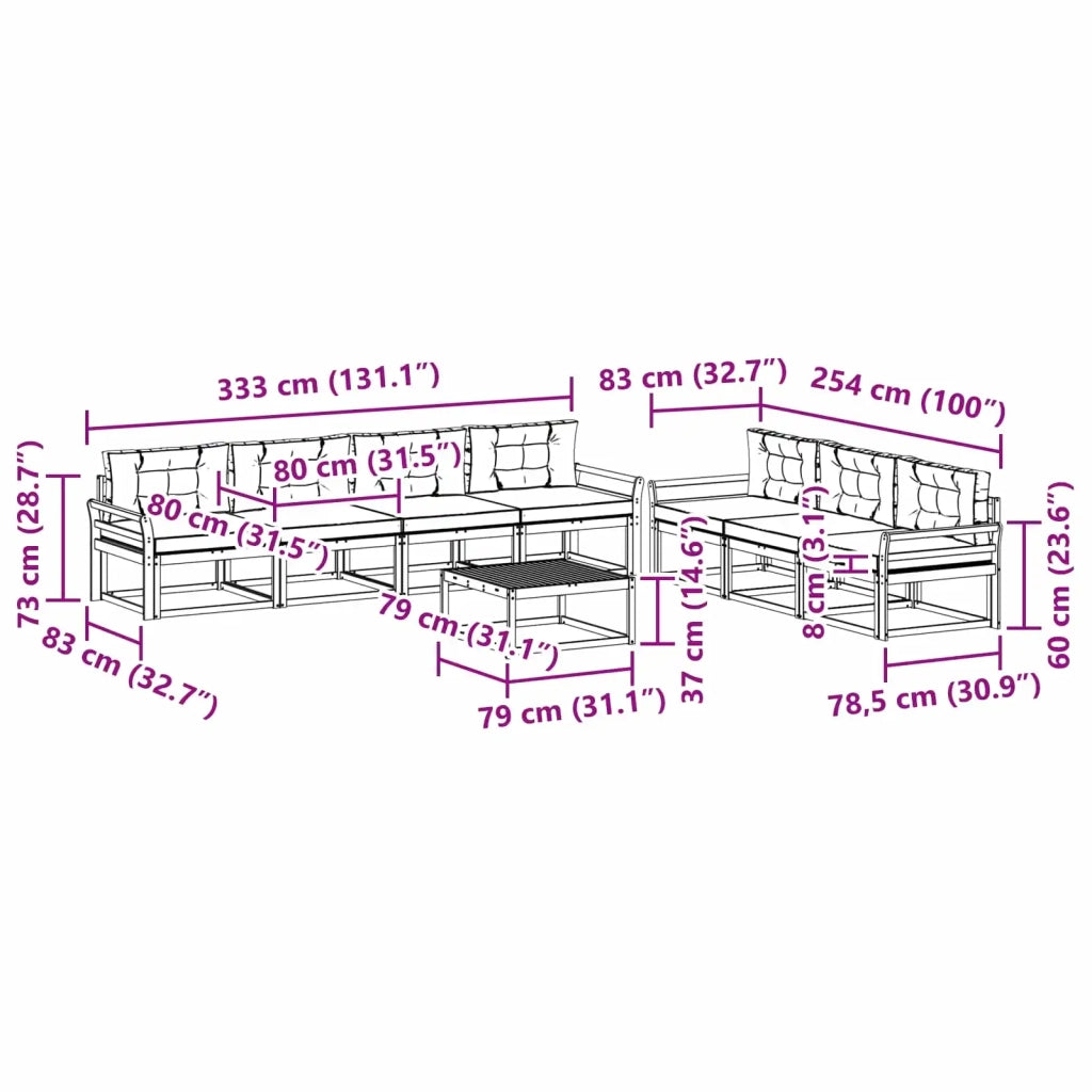 Set di divani da esterno 7 pz Bianco e Antracite 3386166