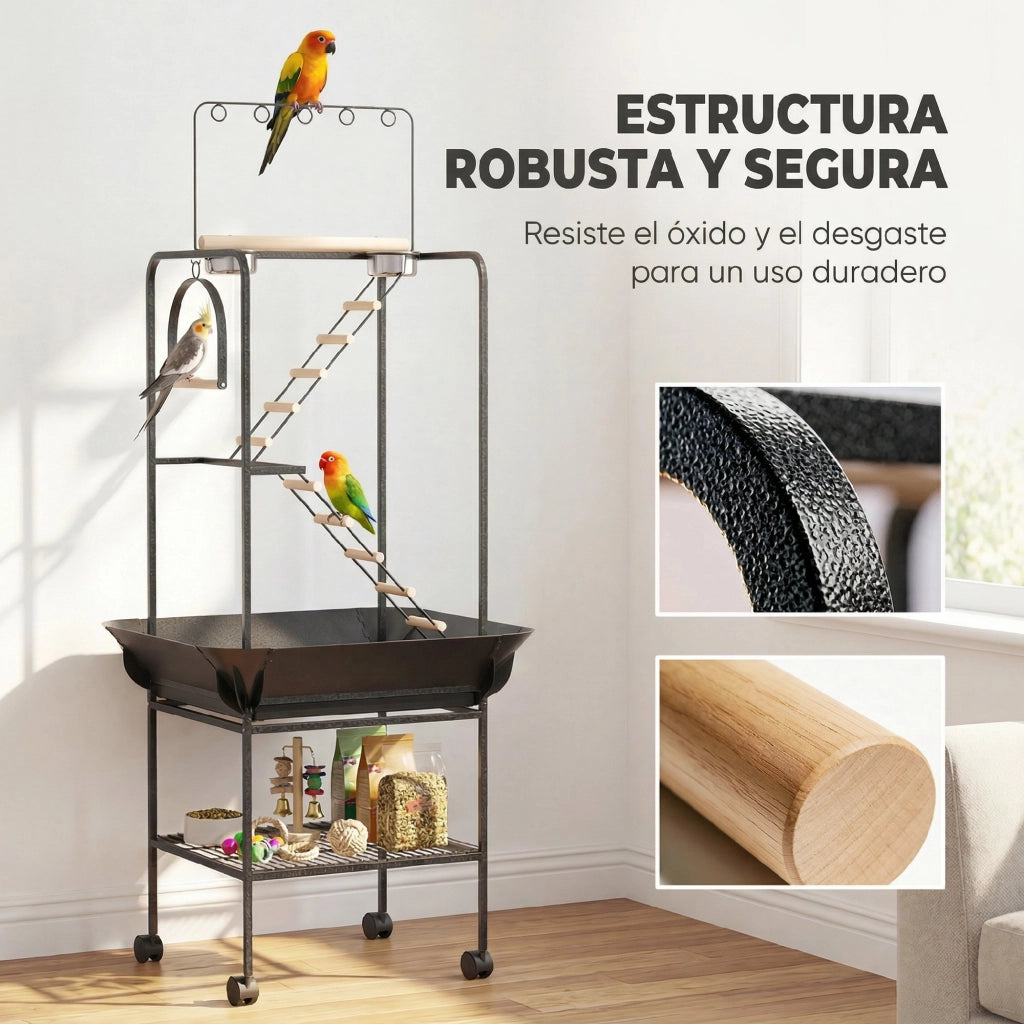 Casetta per Uccelli con Altalena e Scivolo ¨C Minimal ¨C 63x63x163 cm
