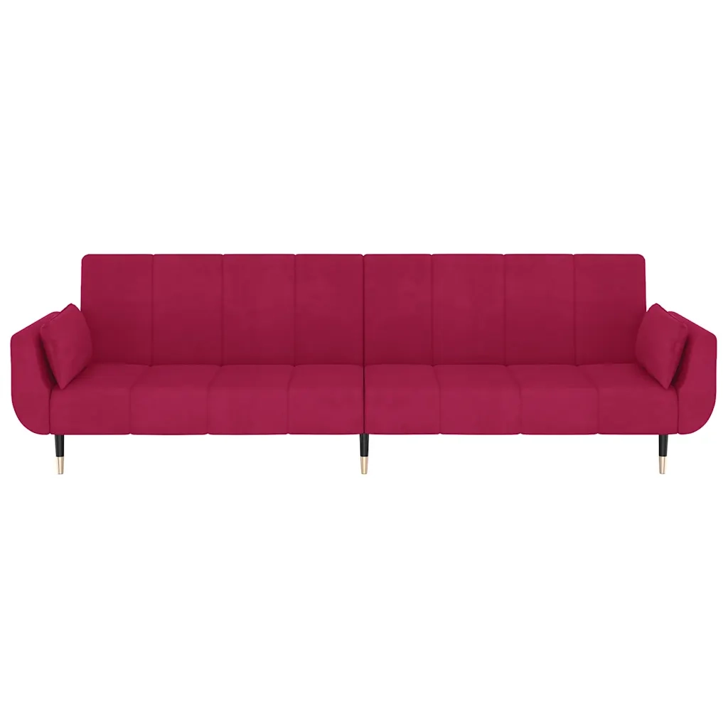 Divano Letto a 2 Posti con 2 Cuscini Rosso Vino in Velluto 337587