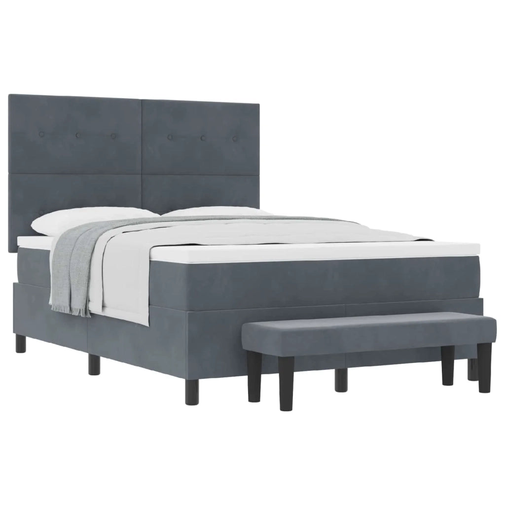 Letto a molle con testiera Grigio scuro 200 x 140 cm Velluto 3344517