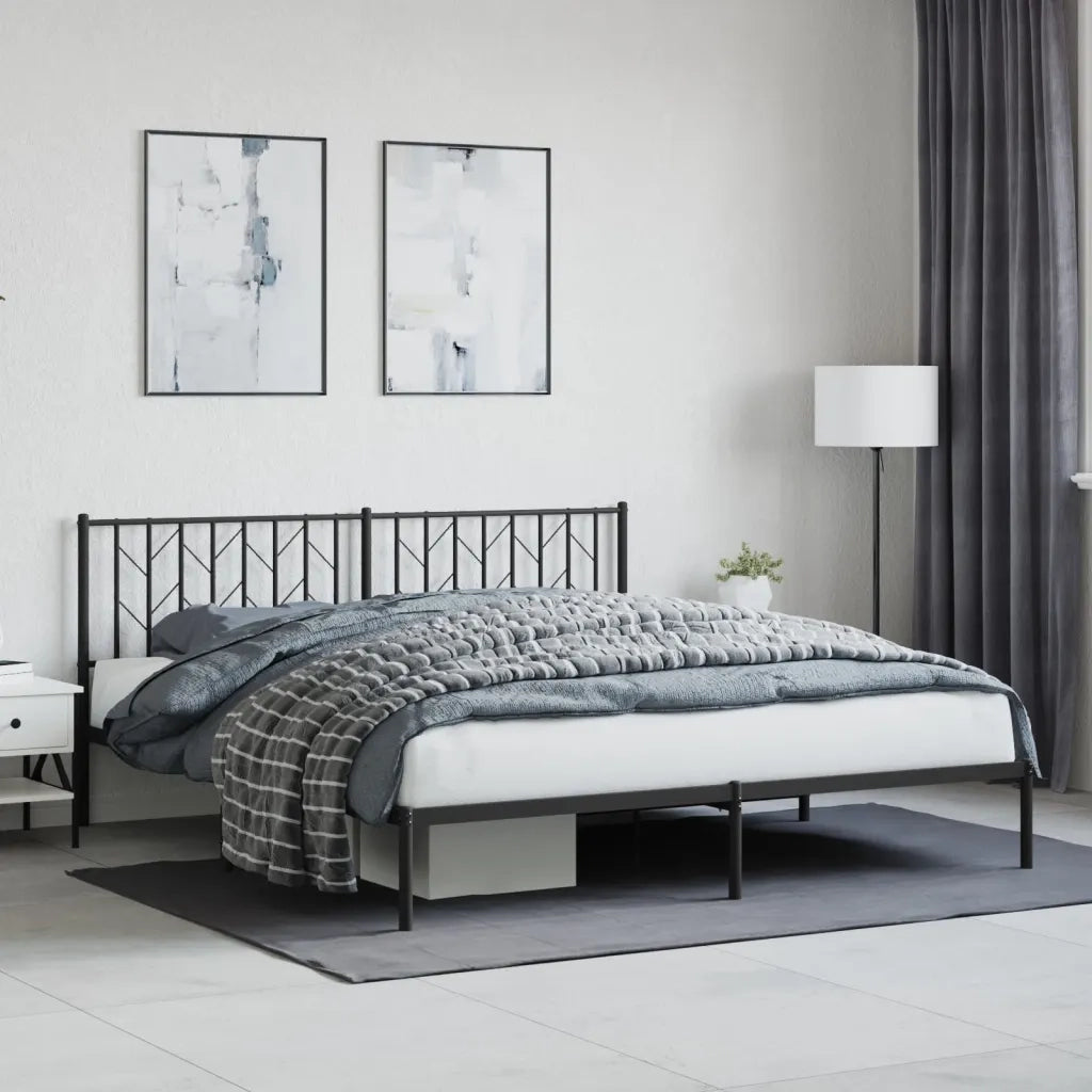 Giroletto con Testiera-Struttura Letto con testiera in Metallo Nero 183x213 cm 401029