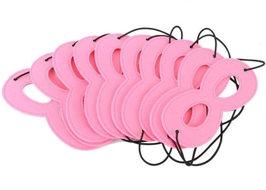 Accessori di maschera da 10 pezzi - Rosa - Decorazioni per costumi - Abbigliamento da festa - Velluto duraturo - Banda regolabile