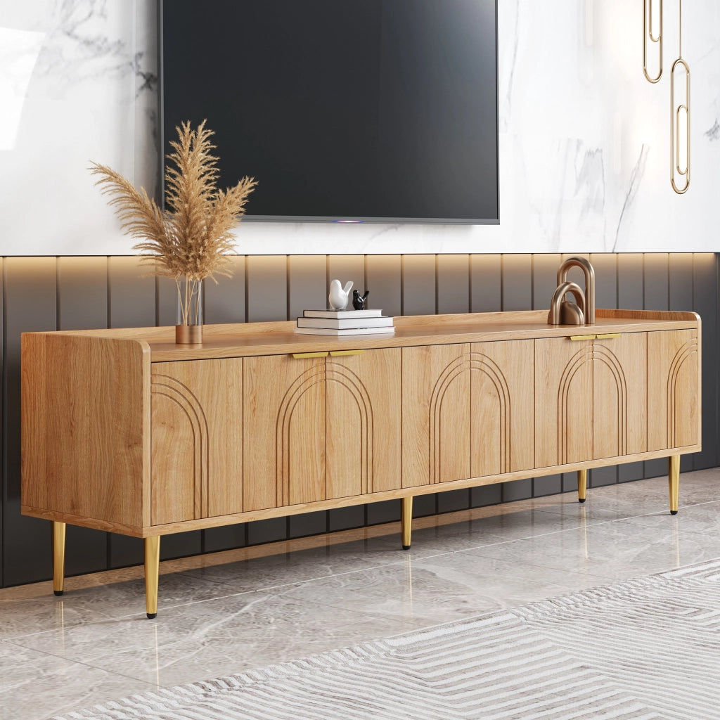Cassettiera TV in MDF naturale; lunghezza 170 cm