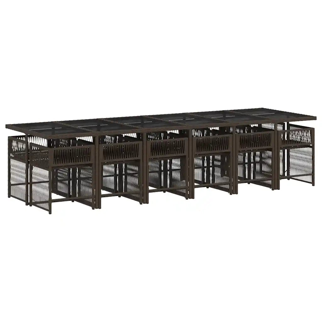 Set da Pranzo da Giardino 13pz con Cuscini Marrone Polyrattan 3211665