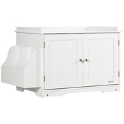Mobiletto/lettiera per gatti con divisorio regolabile e sportelli magnetici, bianco, 86x48x52 cm, per una gestione elegante del gatto.