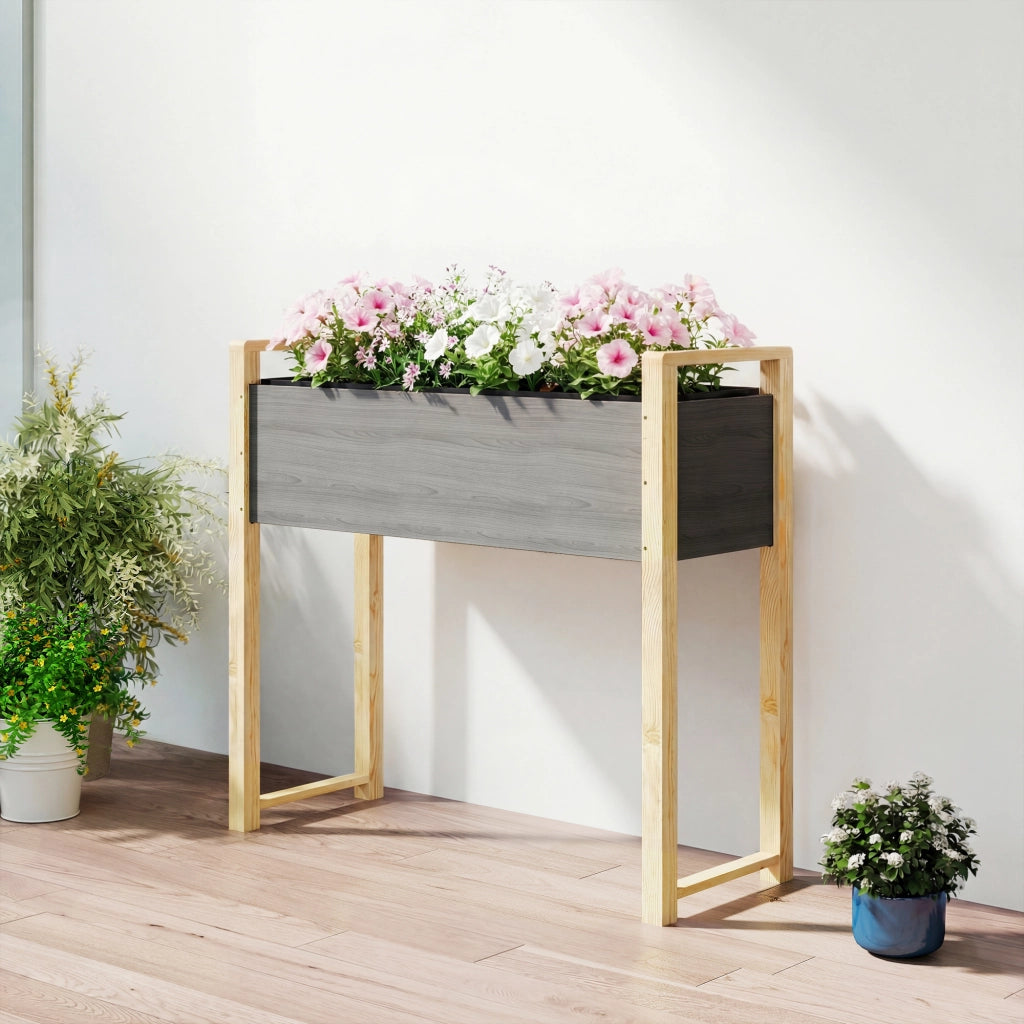 Cassone rialzato da giardino con piedini ¨C Xylo ¨C grigio, tessuto non tessuto, 98x37x90 cm