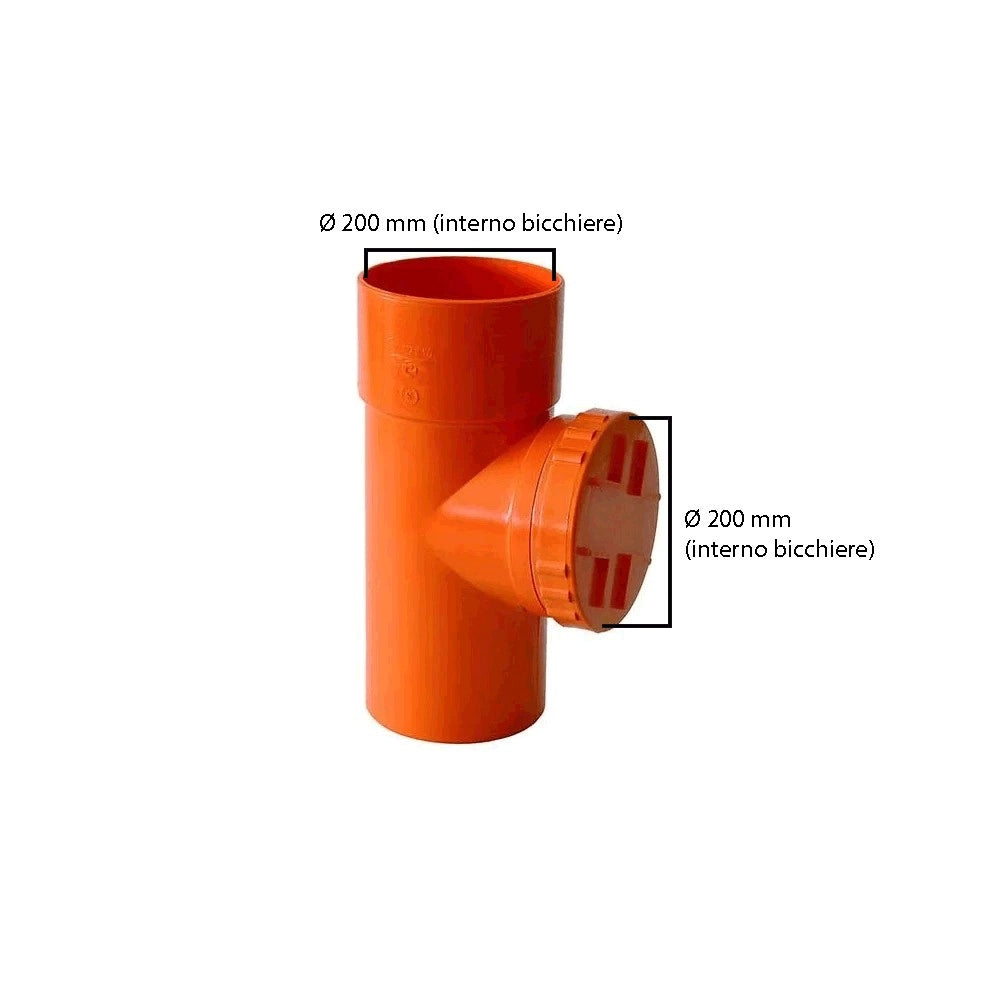 Ispezione lineare in pvc : Colore - Arancio, Diametro - 200 (con tappo Ø200)