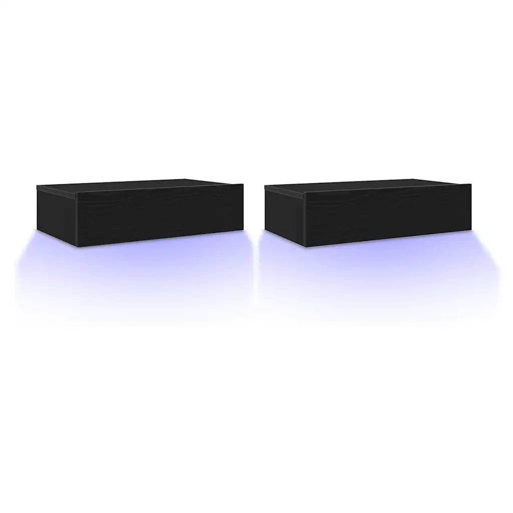 Mobili Porta TV con Luci a LED 2 pz-Set di 2 Credenza per TV Rovere Nero 60x35x15,5 cm