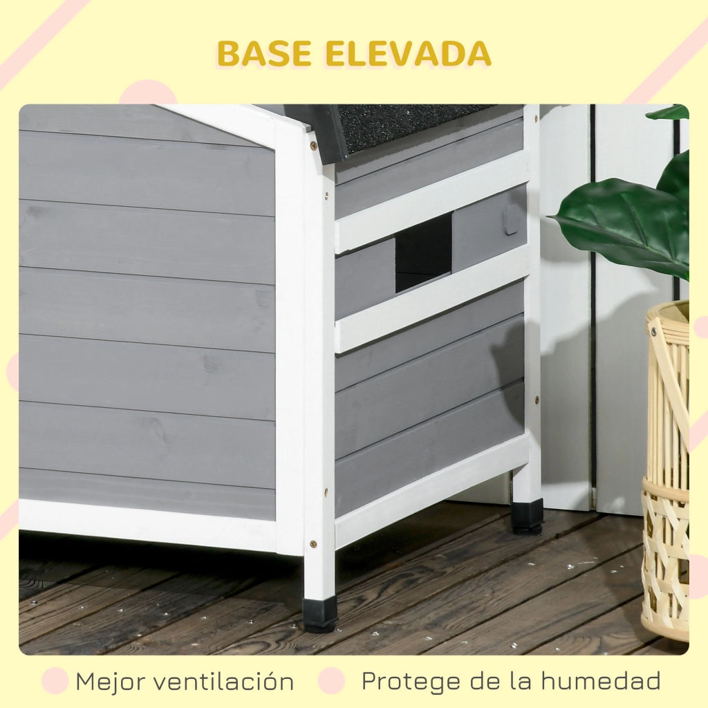 Casetta per Cani in Legno con Tetto e Base ¨C zephmum ¨C Grigio 97x72x65 cm
