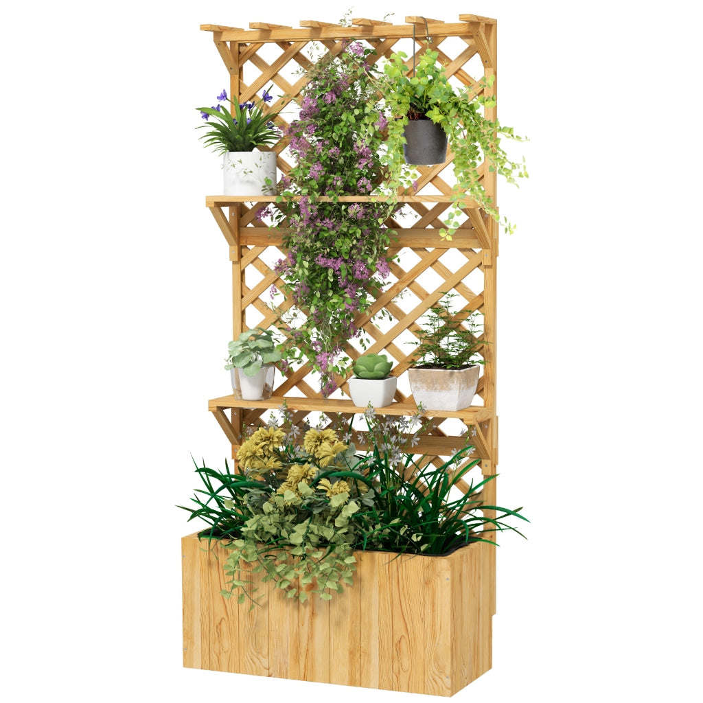Fioriera con traliccio e tettoia - Xylo - Legno naturale con drenaggio