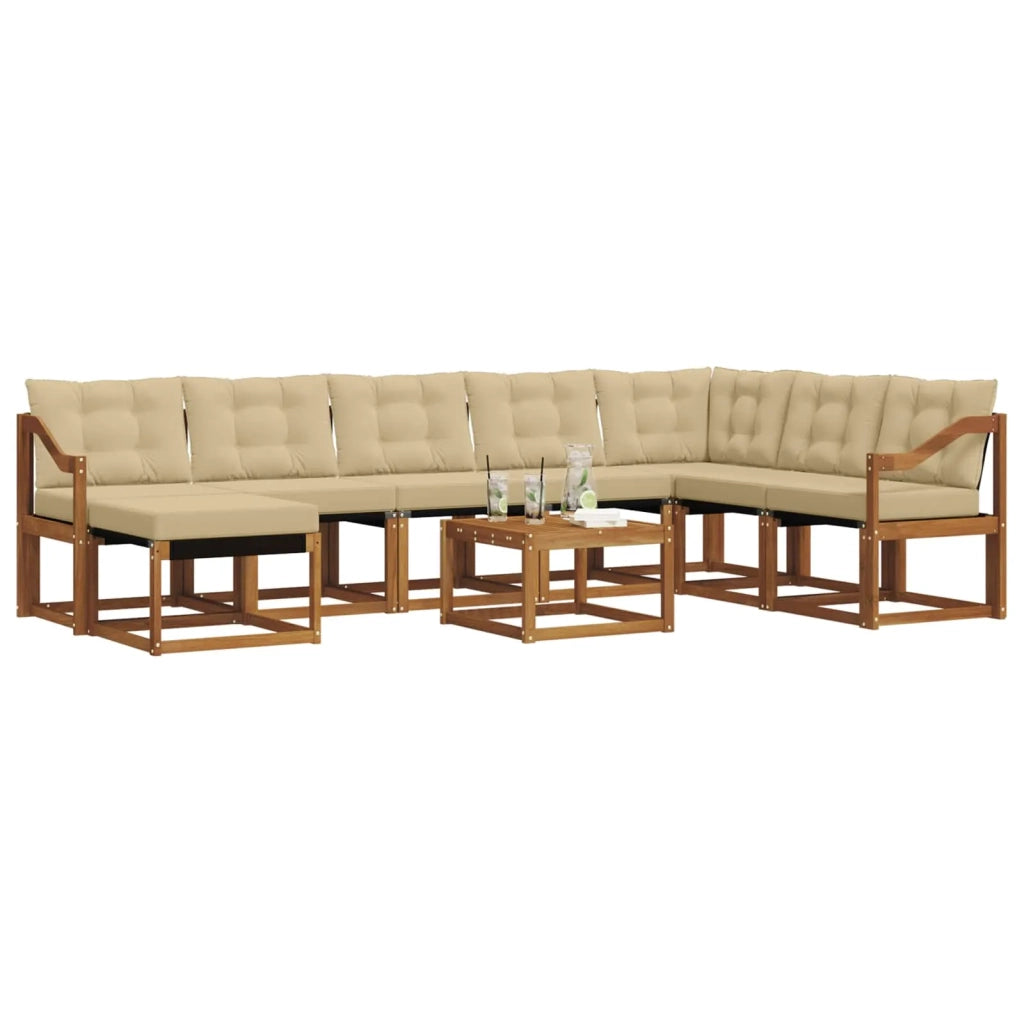 Set di divani da esterno con cuscino 9 pcs Naturale e Beige 3368988