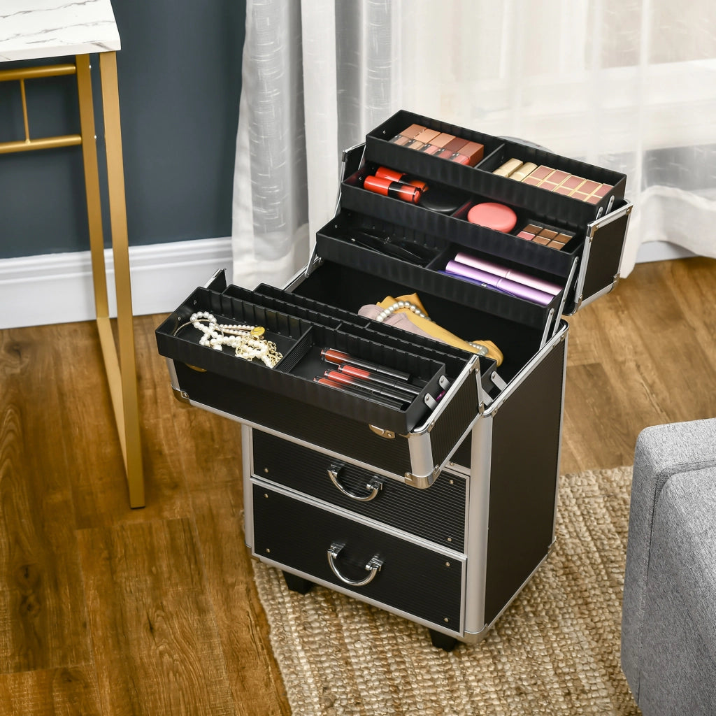 Trolley Porta Trucchi Professionale con Ruote ¨C Xylo ¨C Nero 36x23x52cm