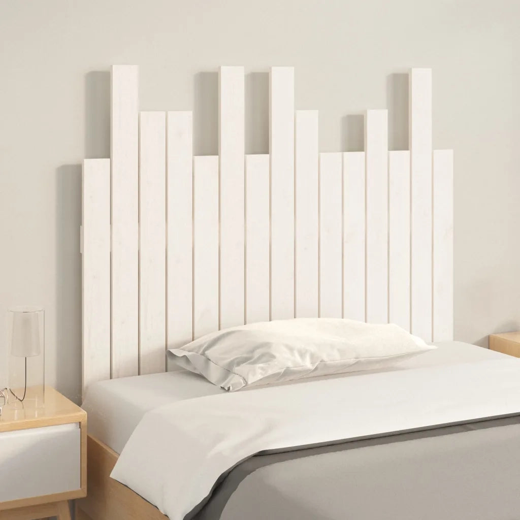 Testiera | Testata da Parete Bianca 95,5x3x80cm in Legno Massello di Pino