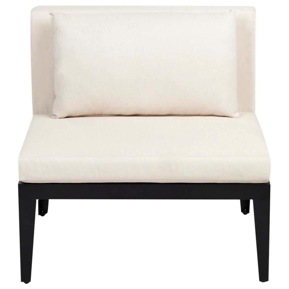 Set da giardino divano angolare 4 posti in legno di acacia certificato con tavolino e pouf cuscini beige chiaro lato sinistra