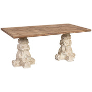 Tavolino da caffè in legno e magnesio marrone e bianco 180x95x78h cm