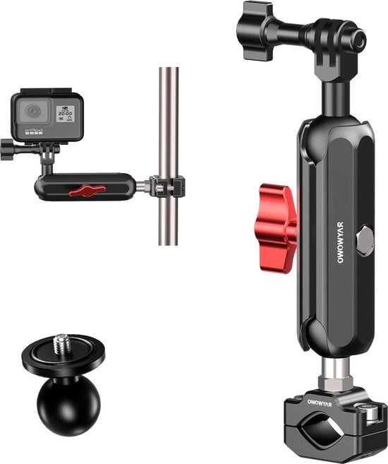 Accessori per Montaggio di Camera - Kit per Testa a Sfera a 360° e Braccio Magic - Fotografia Libera per Motocicletta e Bicicletta - Azione Camera (Montaggio a Viti)