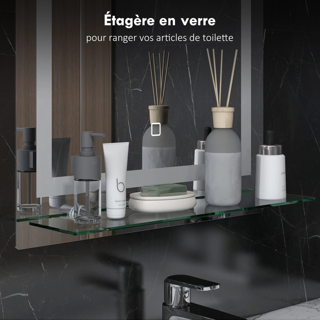 Specchio LED da bagno con mensola integrata ¨C Xylo ¨C 3 colori luce regolabile touch
