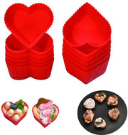 Set di 12 muffin silicone con cupcake a forma di cuore