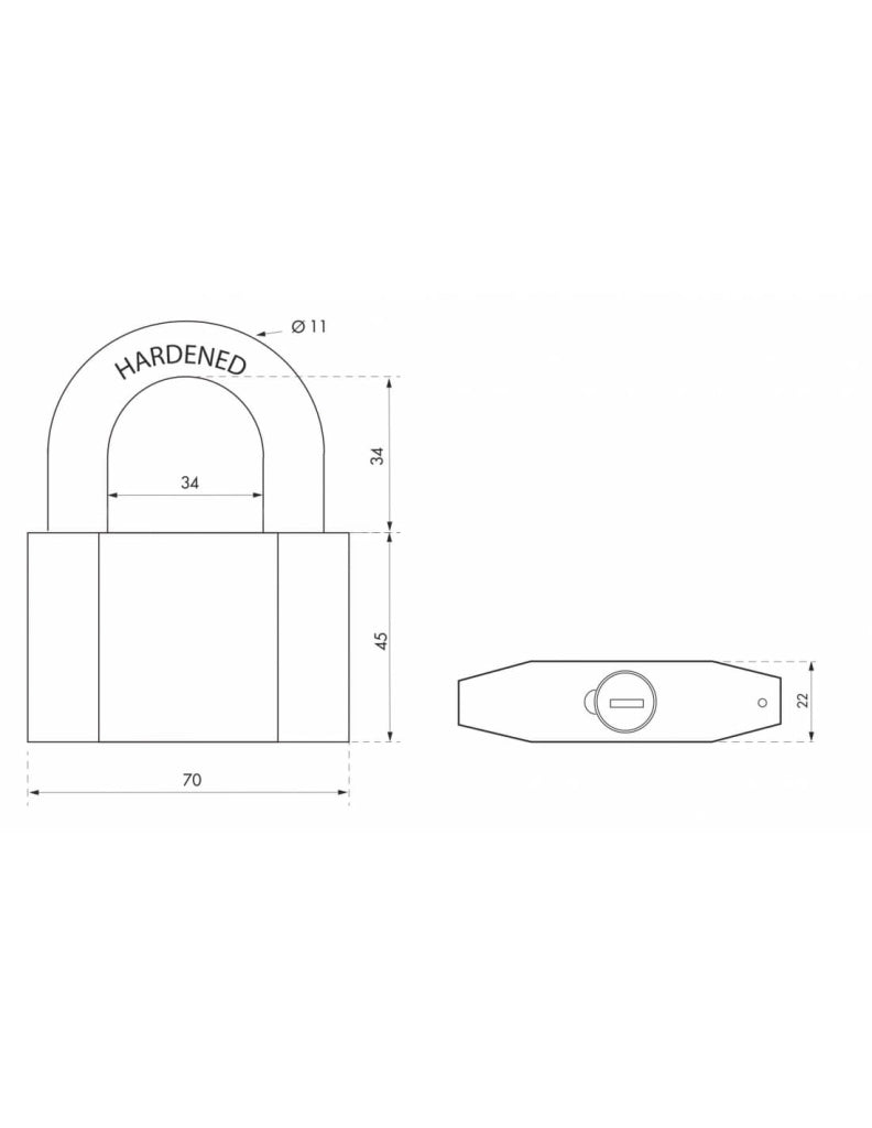 Lucchetto OCTO 70 mm in acciaio, per esterno, 3 chiavi – THIRARD