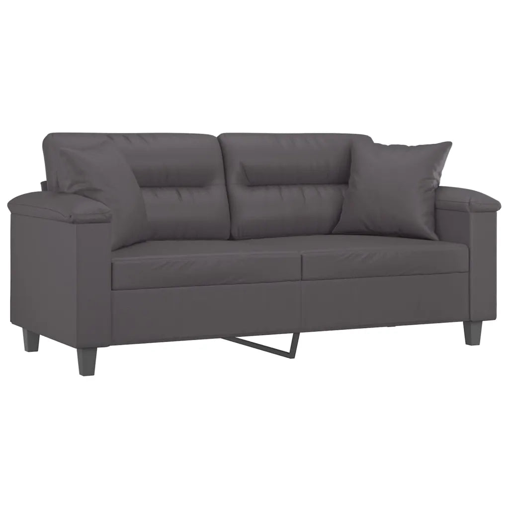 Divano a 2 Posti con Cuscini-Sofa 2 Posti con Cuscini Grigio 140 cm in Similpelle 390461