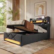 Letto singolo 90x200 con LED, USB e materasso incluso
