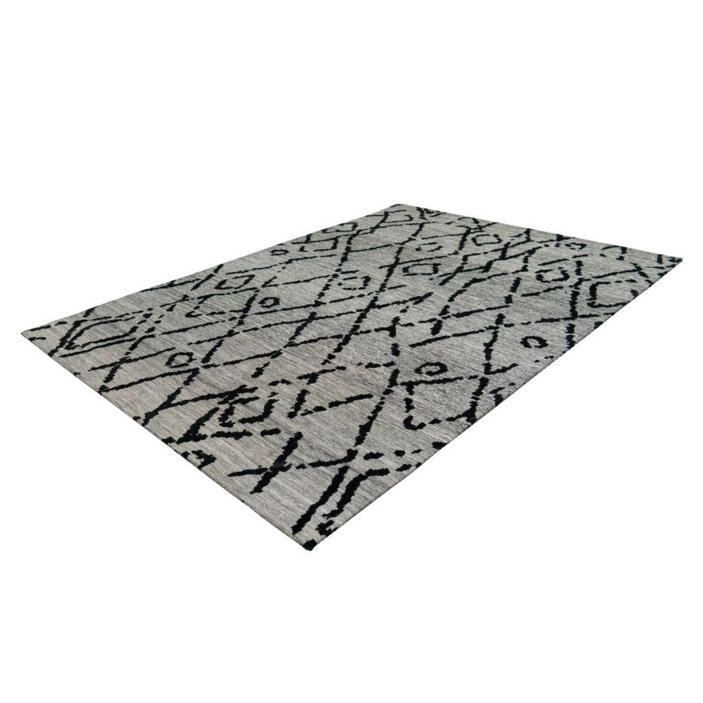 Tappeto Jacquard River 100 in Cotone Grigio e Nero